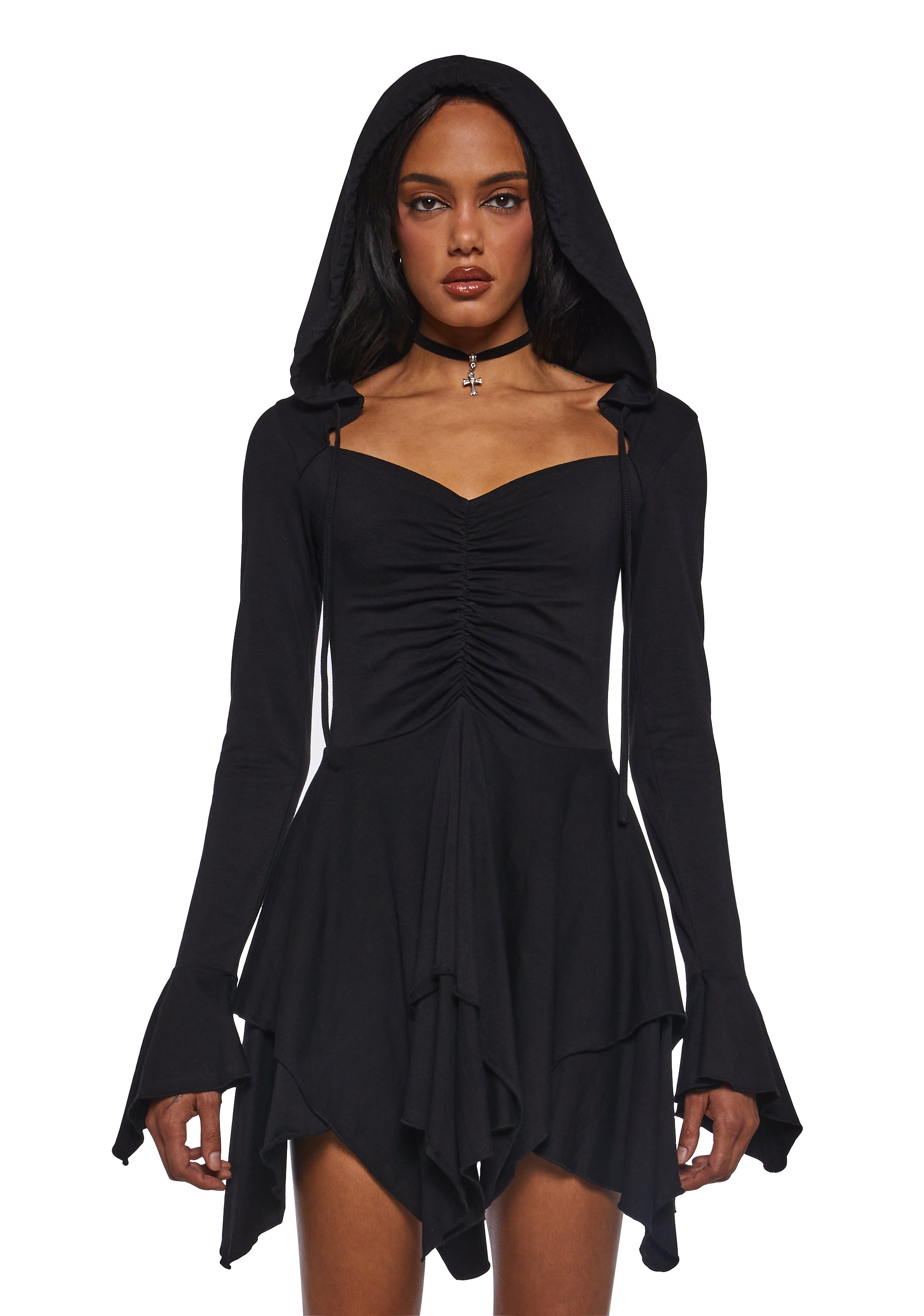 F Is For Fairies® Hooded Mini Dress - Black