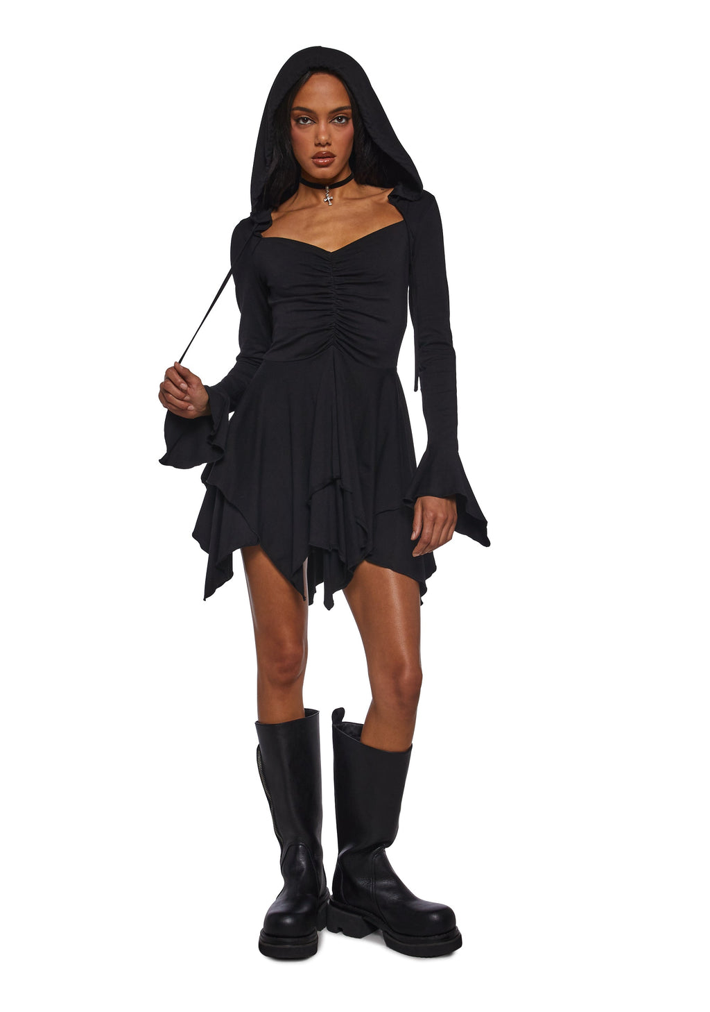 F Is For Fairies® Hooded Mini Dress - Black