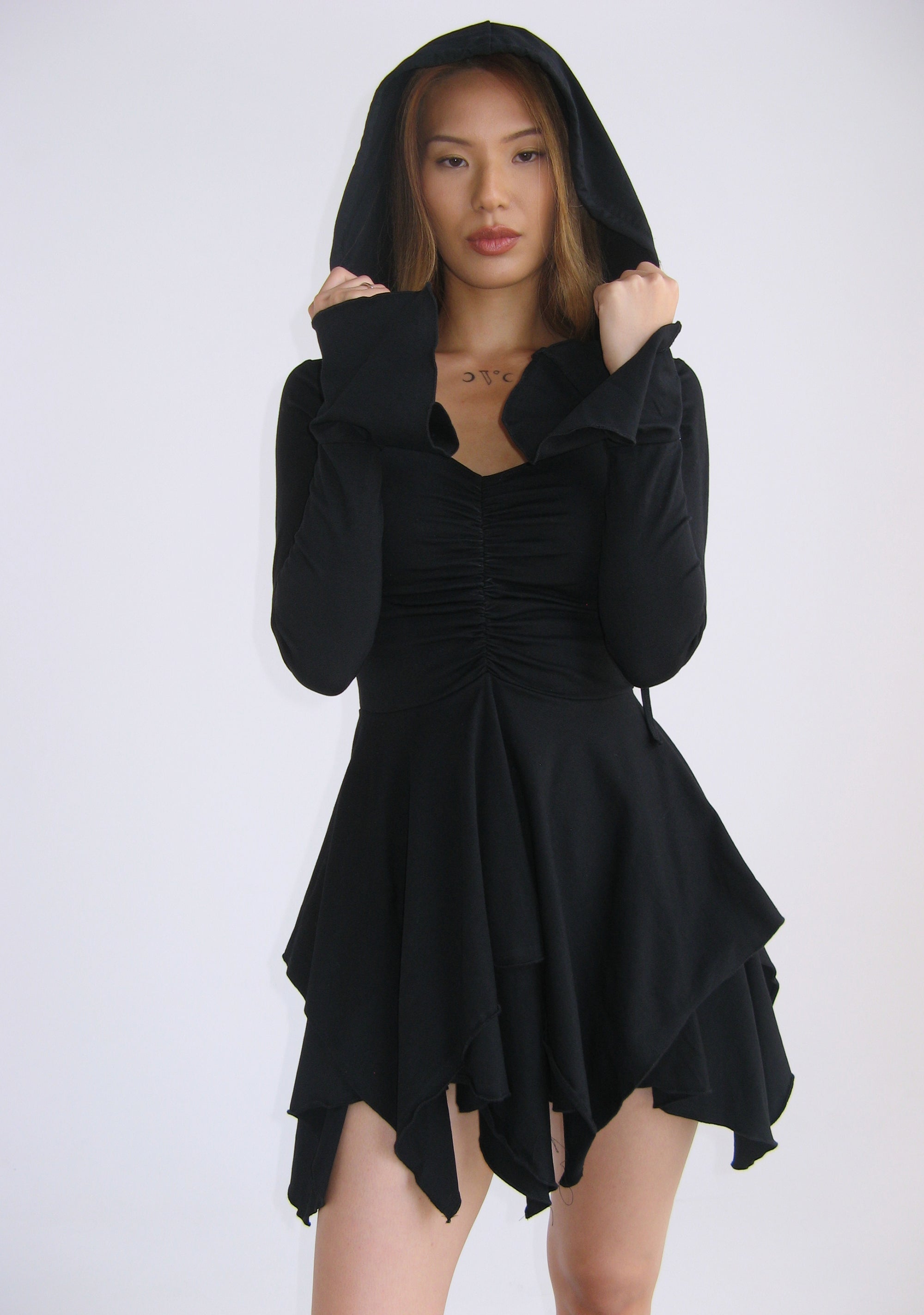 F Is For Fairies® Hooded Mini Dress - Black