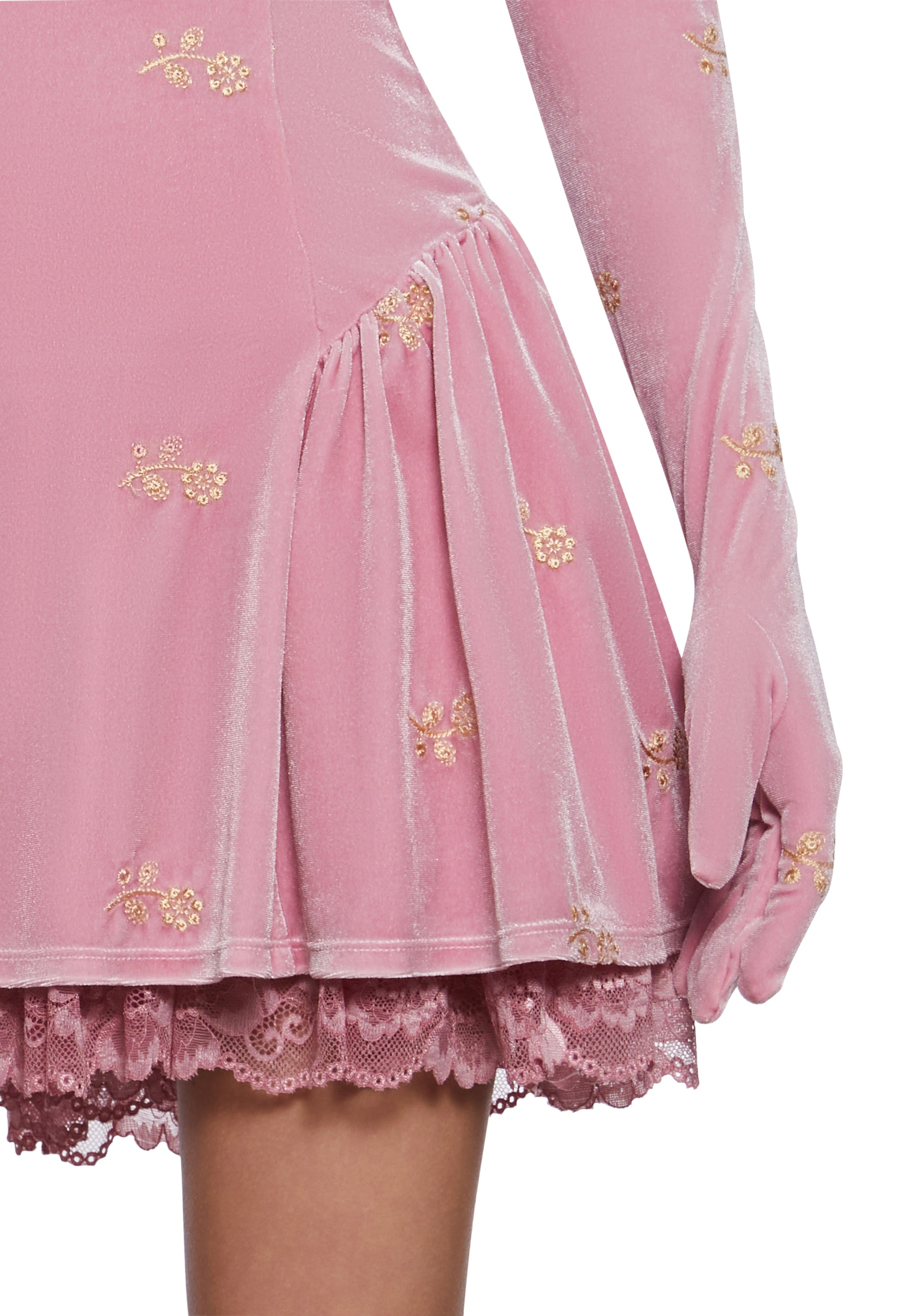 Gilded Romance Velvet Dress And Gloves Set