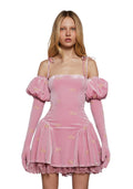 Gilded Romance Velvet Dress And Gloves Set