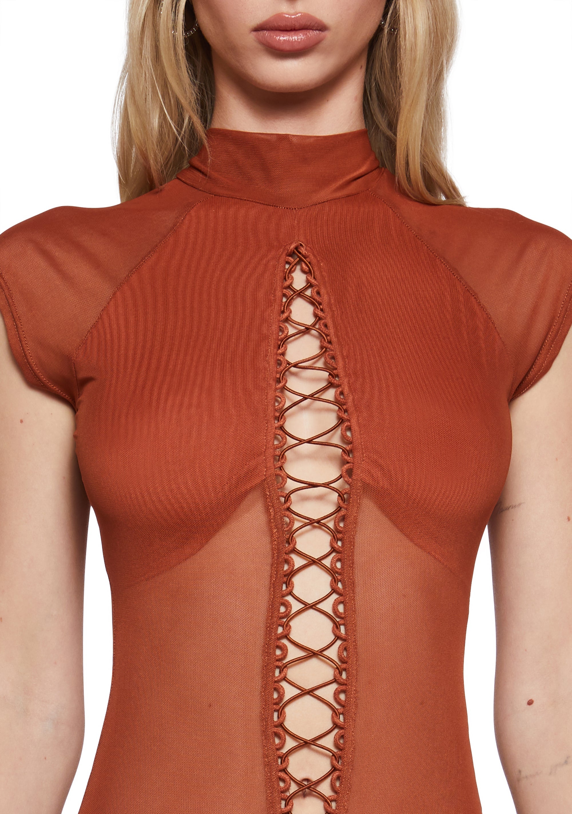 Manifest Jealousy Lace-Up Dress - Orange