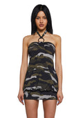 Y2K Bubble Mini Dress - Camo