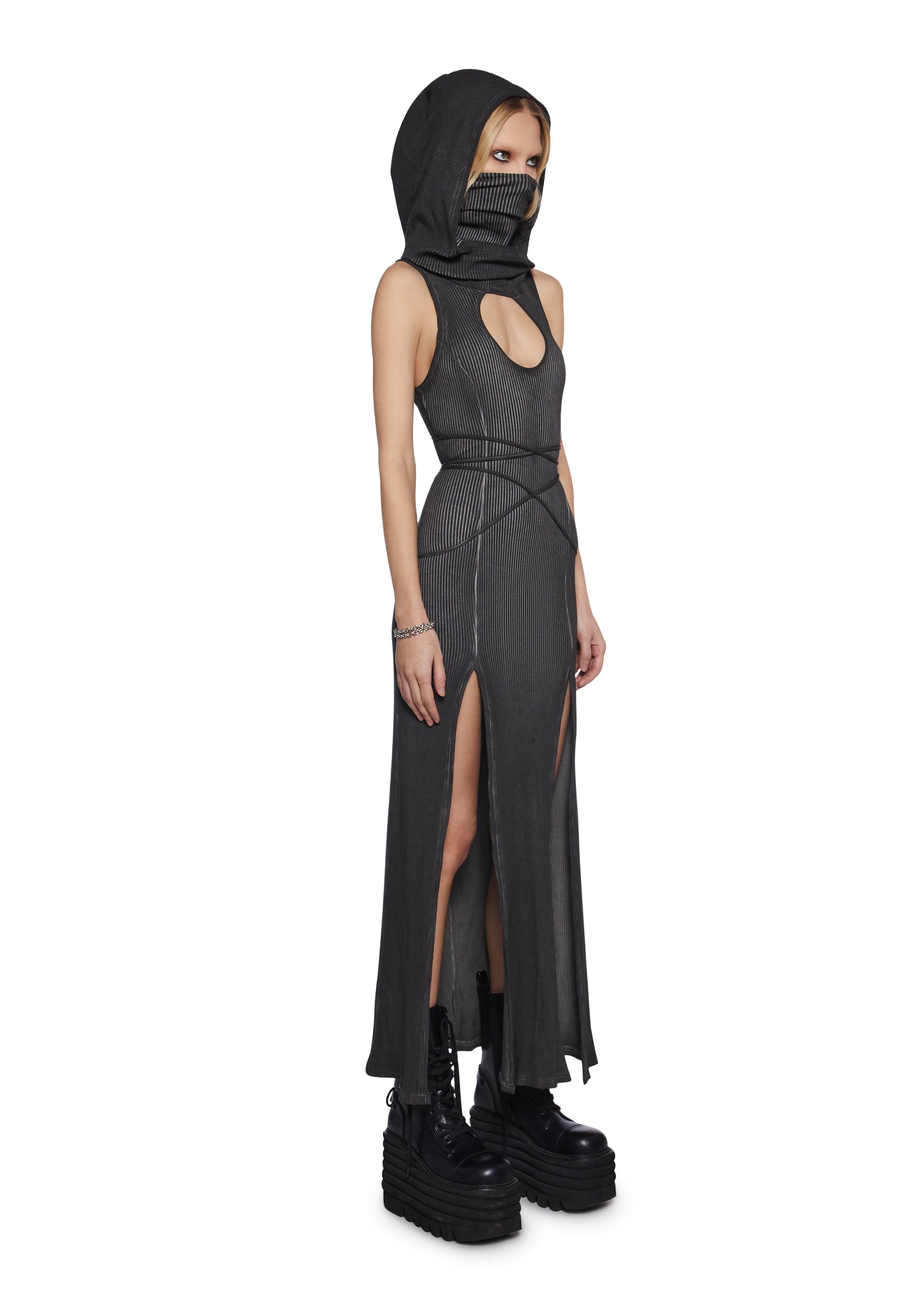 Chord Hooded Cut Out Dress