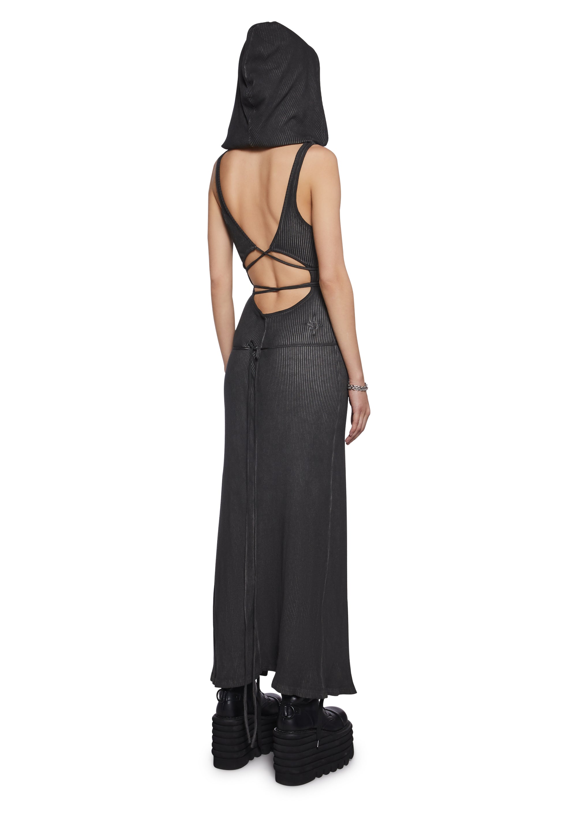 Chord Hooded Cut Out Dress