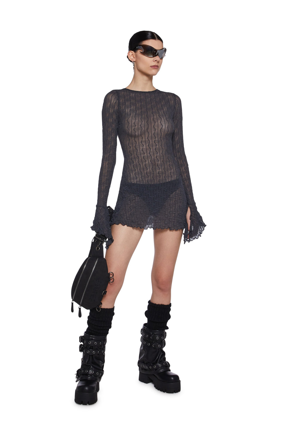 Analog Love Open Back Dress - Gray