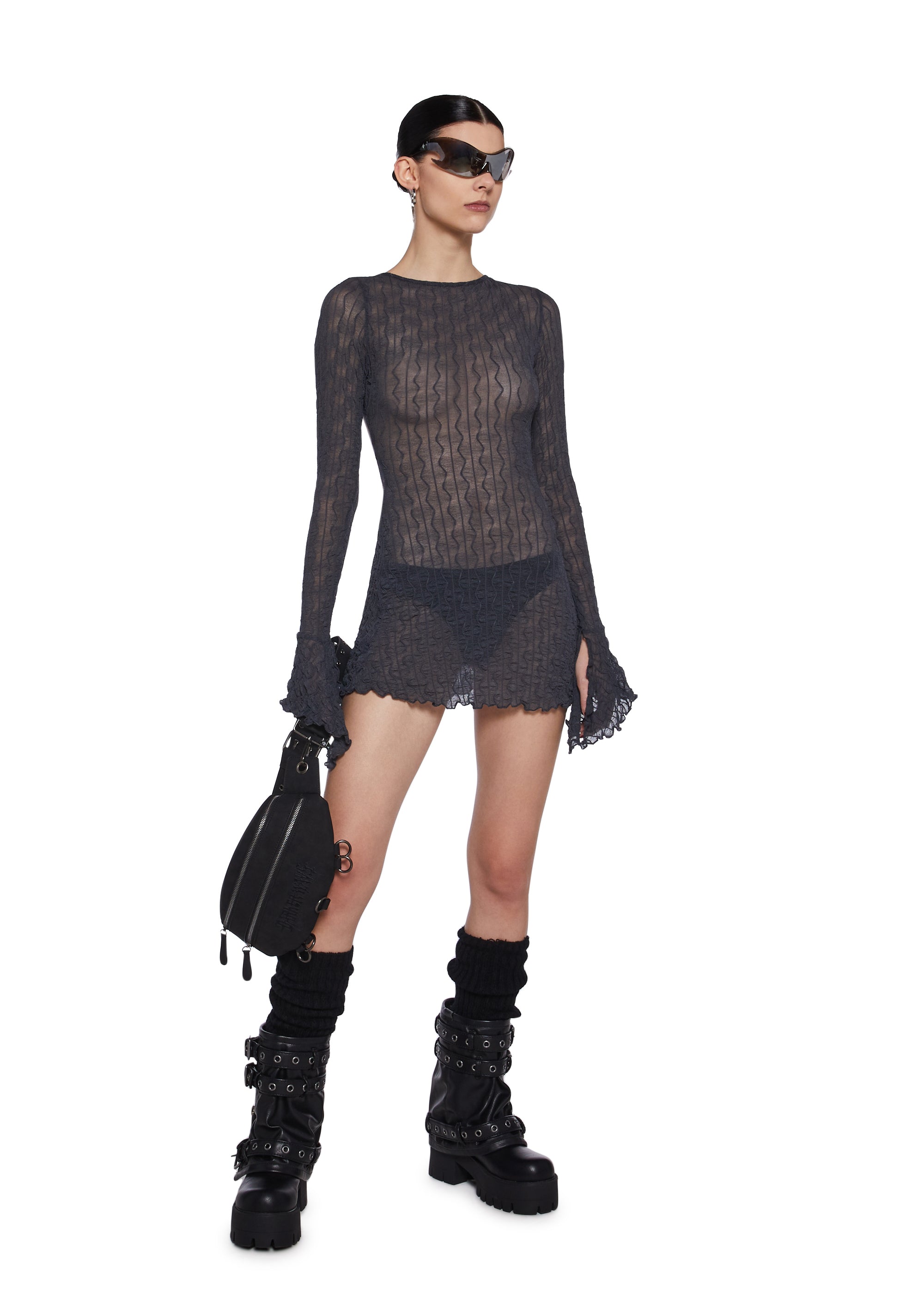 Analog Love Open Back Dress - Gray