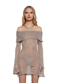Chamber Distressed Sweater Dress - Ecru